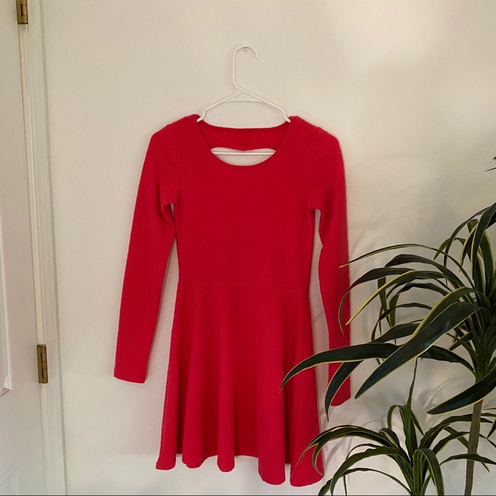 aeropostale hot pink heart cutout skater dress